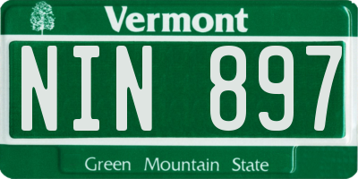 VT license plate NIN897