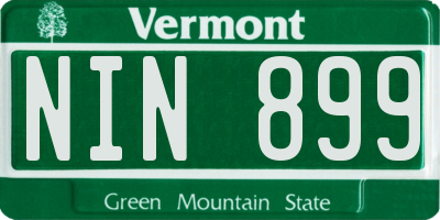 VT license plate NIN899