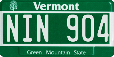 VT license plate NIN904