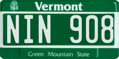 VT license plate NIN908