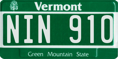 VT license plate NIN910