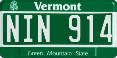 VT license plate NIN914