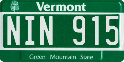 VT license plate NIN915
