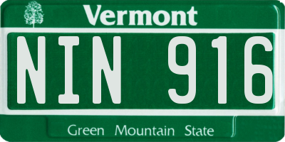 VT license plate NIN916