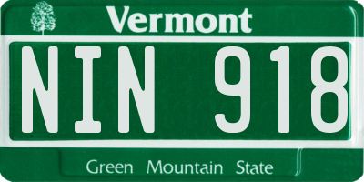 VT license plate NIN918
