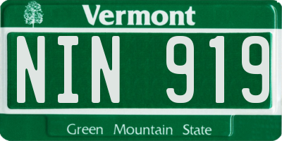 VT license plate NIN919