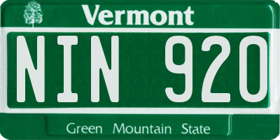 VT license plate NIN920