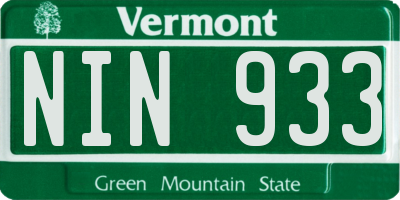 VT license plate NIN933
