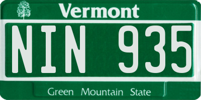 VT license plate NIN935