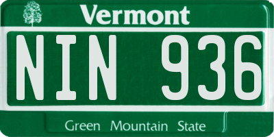 VT license plate NIN936