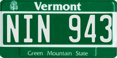 VT license plate NIN943