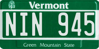 VT license plate NIN945