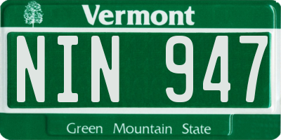VT license plate NIN947