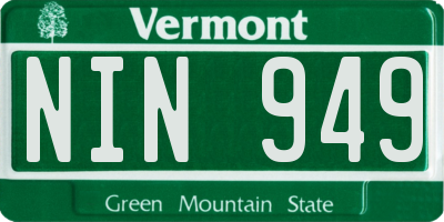 VT license plate NIN949