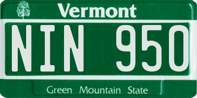 VT license plate NIN950