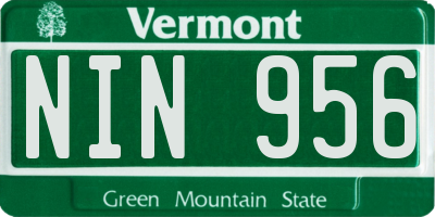 VT license plate NIN956