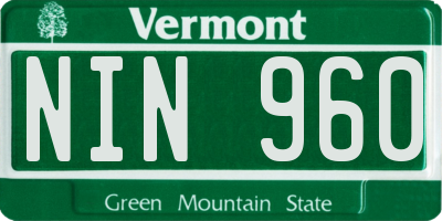 VT license plate NIN960