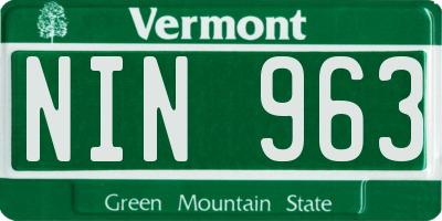 VT license plate NIN963