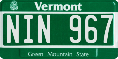 VT license plate NIN967