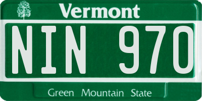 VT license plate NIN970