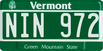 VT license plate NIN972