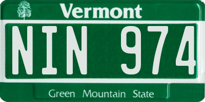 VT license plate NIN974