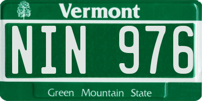 VT license plate NIN976