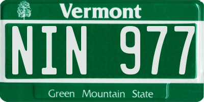 VT license plate NIN977