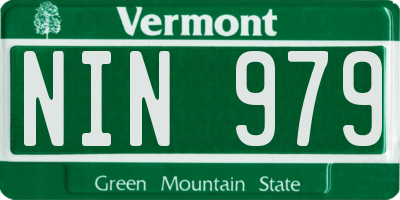VT license plate NIN979