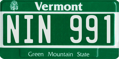 VT license plate NIN991