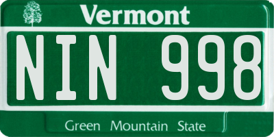 VT license plate NIN998