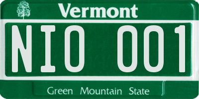 VT license plate NIO001