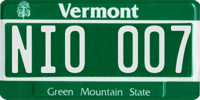 VT license plate NIO007