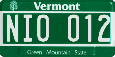 VT license plate NIO012