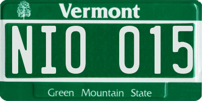 VT license plate NIO015