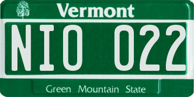 VT license plate NIO022