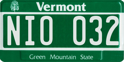 VT license plate NIO032