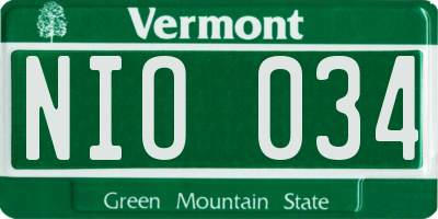 VT license plate NIO034