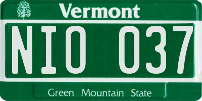 VT license plate NIO037