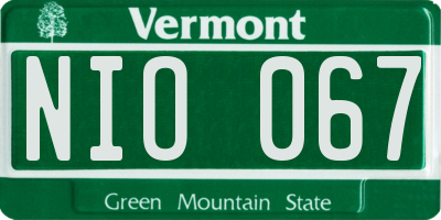 VT license plate NIO067