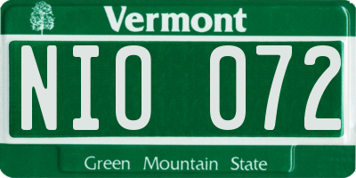 VT license plate NIO072