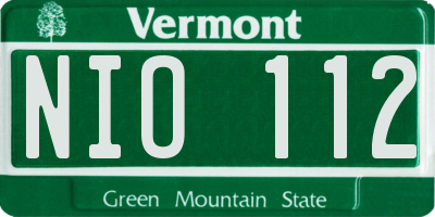 VT license plate NIO112