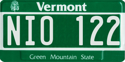 VT license plate NIO122