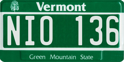 VT license plate NIO136