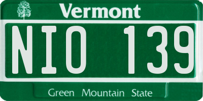 VT license plate NIO139