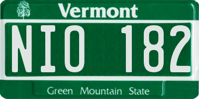 VT license plate NIO182