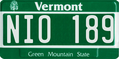 VT license plate NIO189