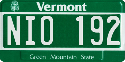 VT license plate NIO192