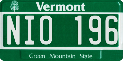 VT license plate NIO196