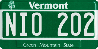 VT license plate NIO202